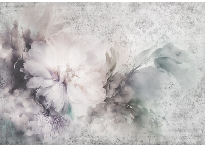 Нежен фототапет с ефирно бяло цвете в пастелни тонове